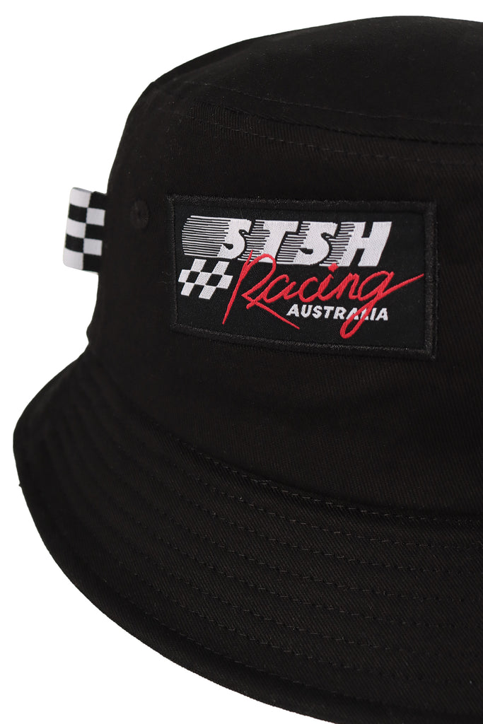 "RACER" BLACK BUCKET HAT