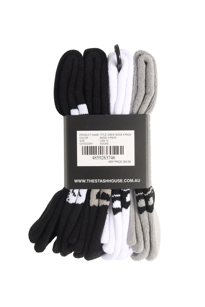 TITLE CREW SOCK 4 PACK -  BASIC