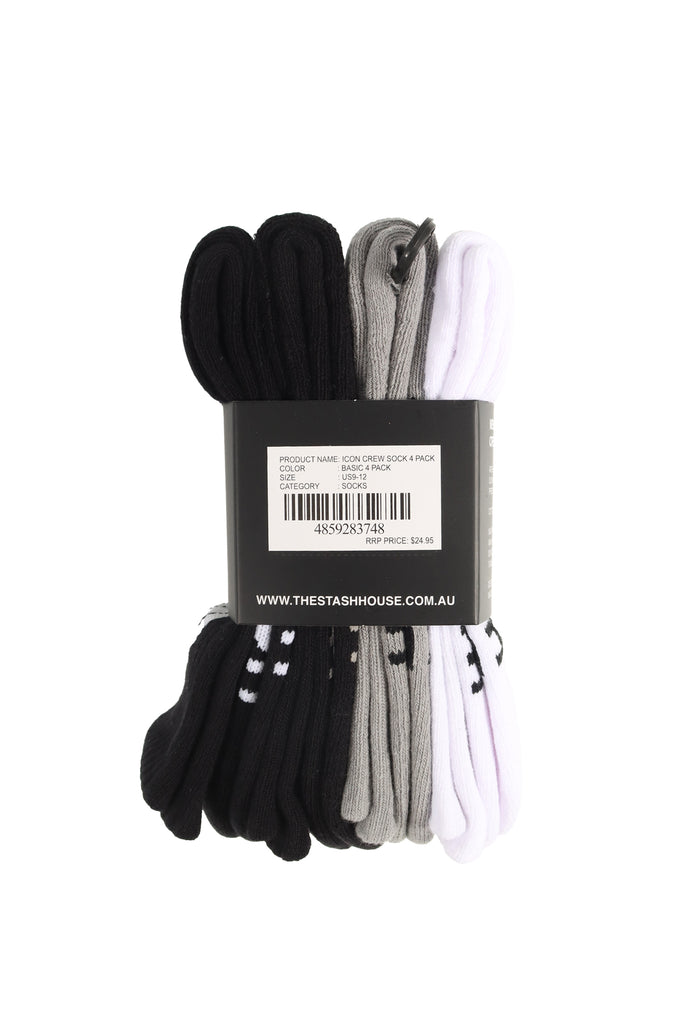 ICON CREW SOCK 4 PACK -  BASIC