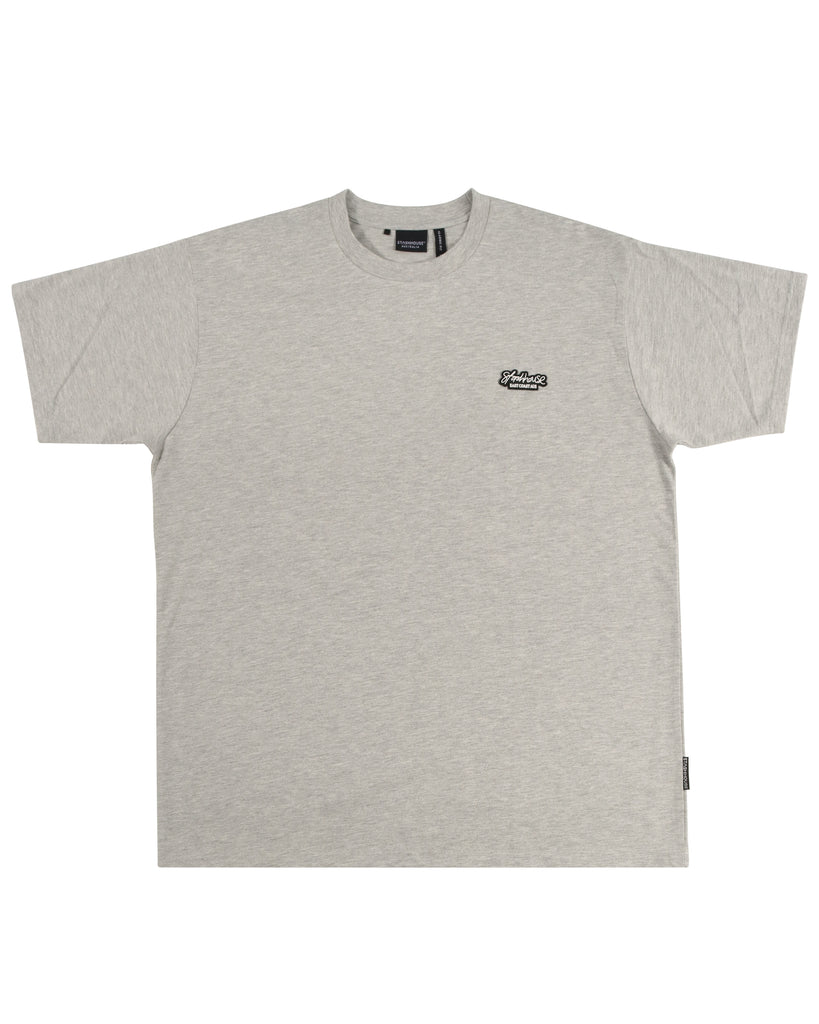 "CURSIVE" GREY MARLE CLASSIC FIT TEE
