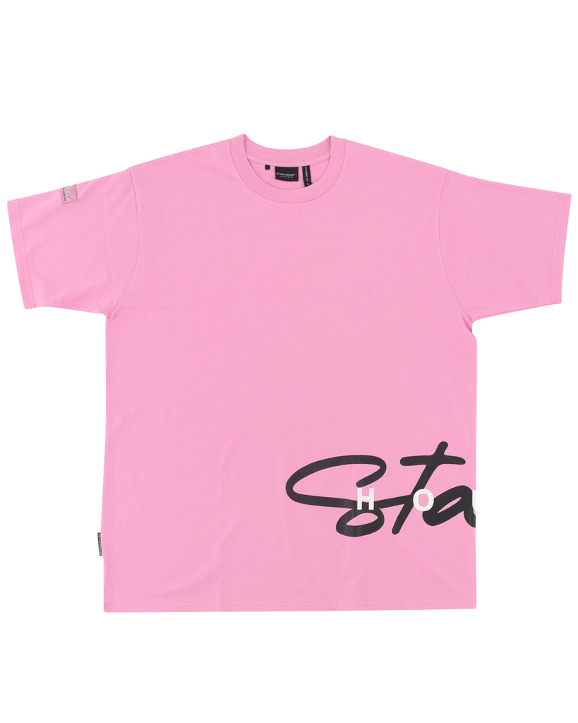 "CURSIVE" KNOCKOUT PINK CLASSIC FIT TEE