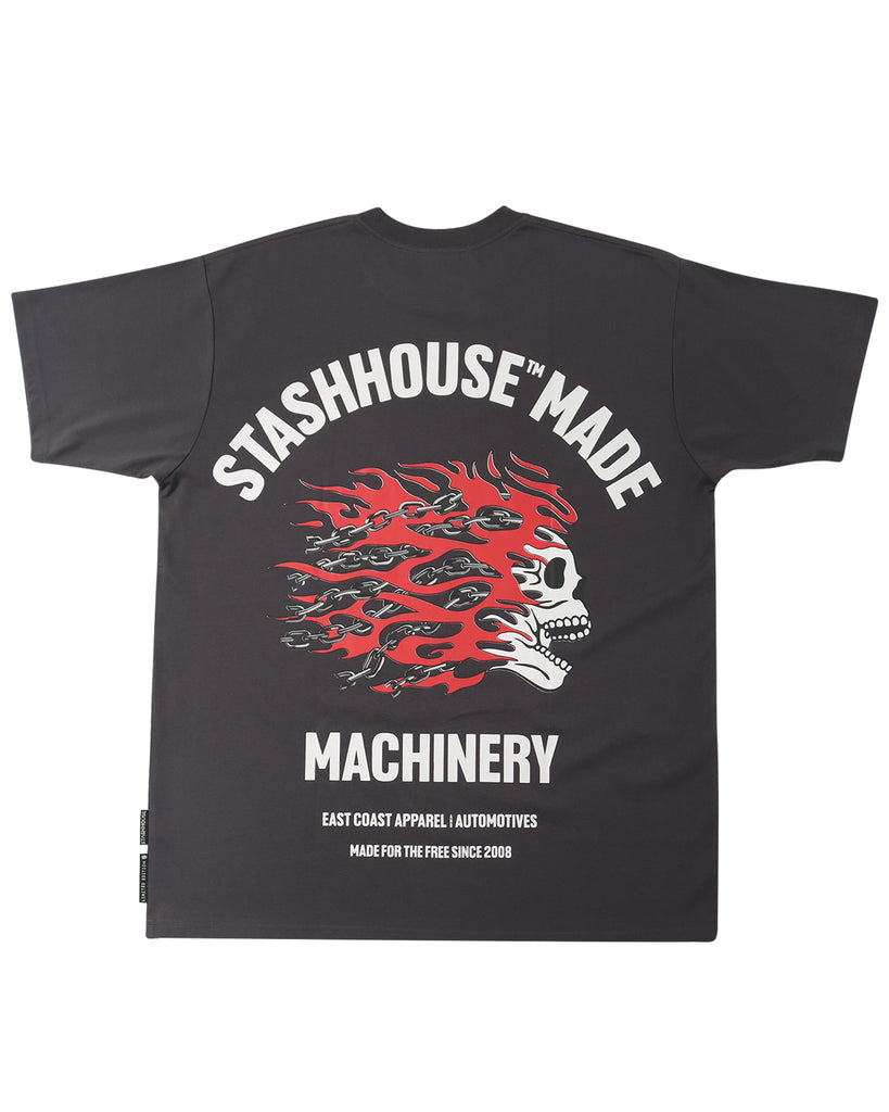 "MACHINERY" CHARCOAL CLASSIC FIT TEE