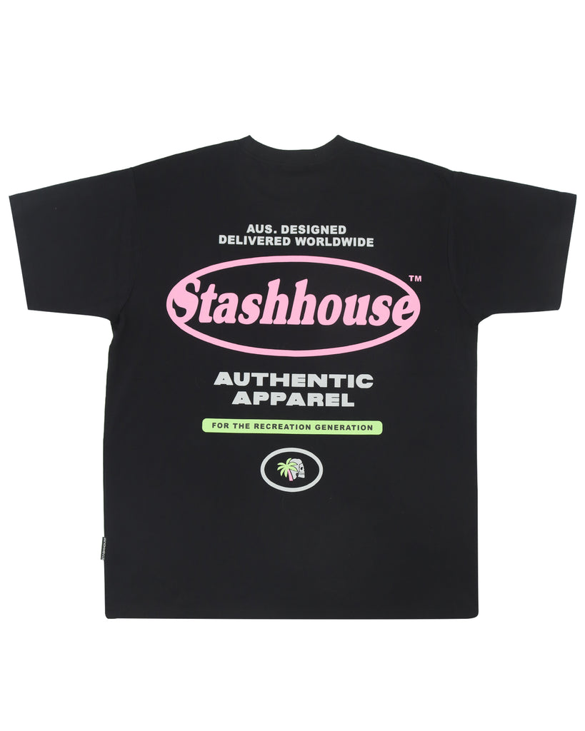 "RECREATION" BLACK CLASSIC FIT TEE