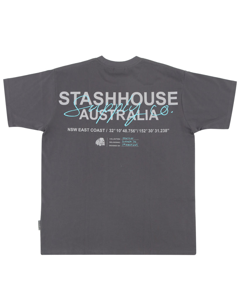 "SUPPLY CO" CHARCOAL CLASSIC FIT TEE