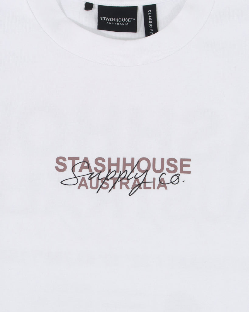 "SUPPLY CO" WHITE CLASSIC FIT TEE