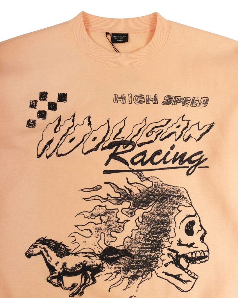 "HIGH SPEED" PEACH CREW NECK JUMPER