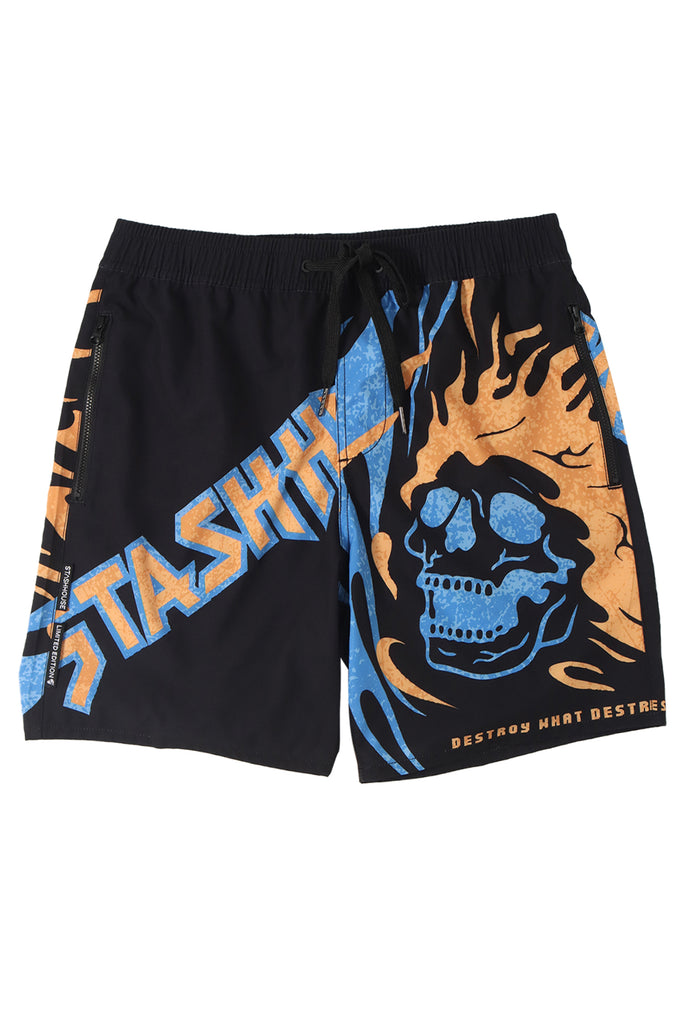 "DESTROY" BLACK LIFESTYLE SHORTS