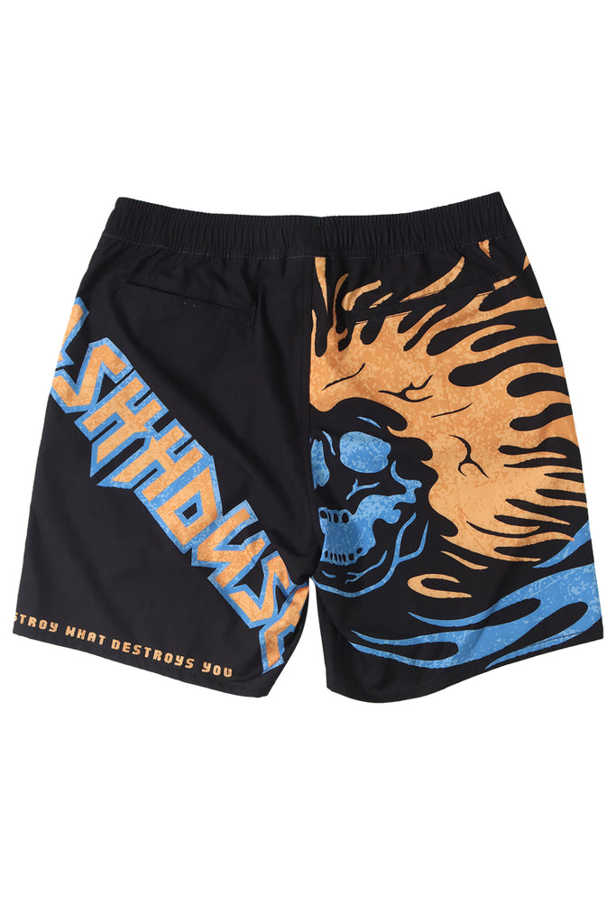 "DESTROY" BLACK LIFESTYLE SHORTS
