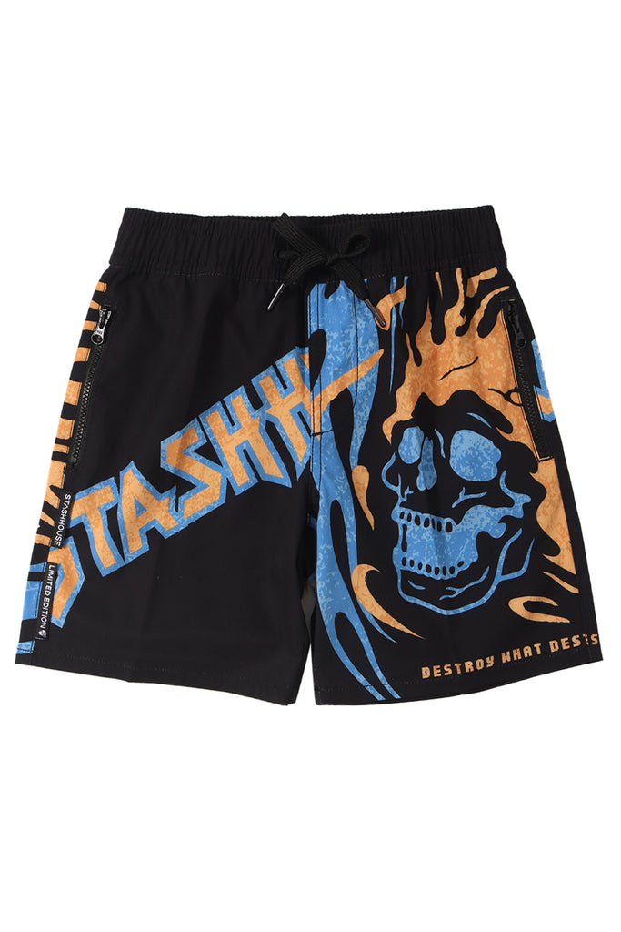 "DESTROY" BLACK YOUTH LIFESTYLE SHORTS