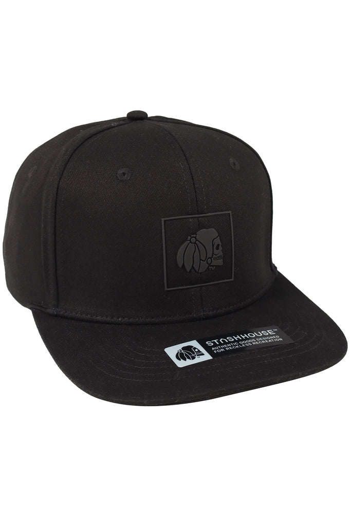 "BOXED" BLACK/BLACK FLAT HAT