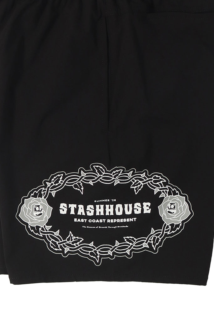 "GRATITUDE" BLACK LIFESTYLE SHORTS
