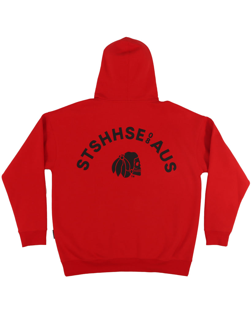"ARC" RED PULL OVER HOOD