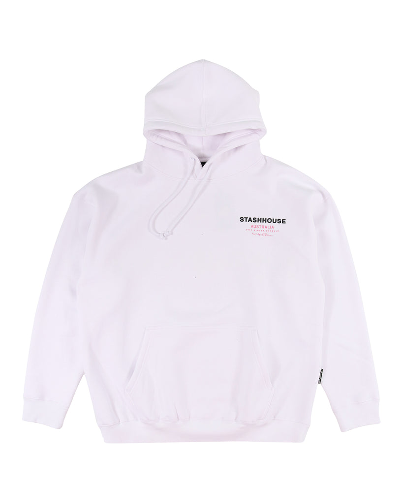 "LINE UP" WHITE PULLOVER HOOD