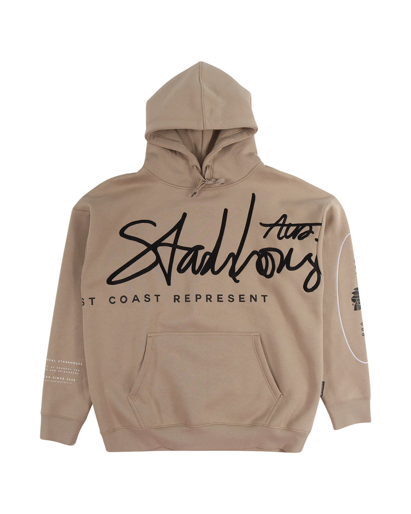 "TYPO" TAUPE PULLOVER HOOD