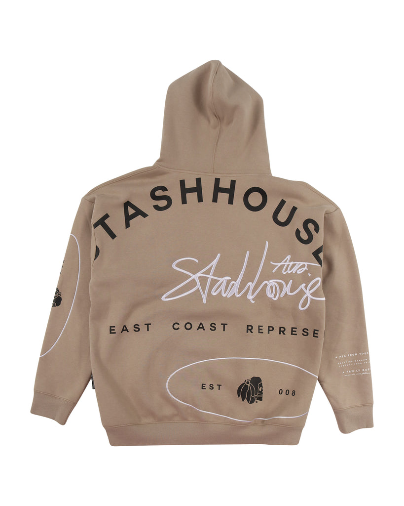 "TYPO" TAUPE PULLOVER HOOD