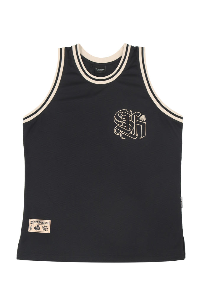 "LOCKED" BLACK MESH JERSEY