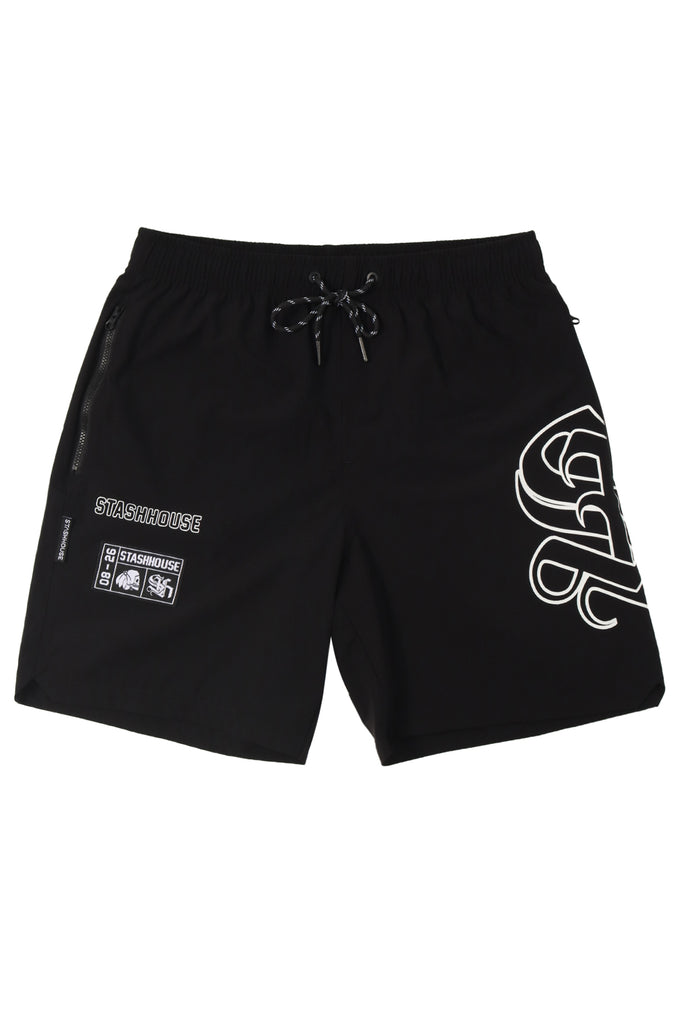"LOCKED" BLACK LIFESTYLE SHORTS