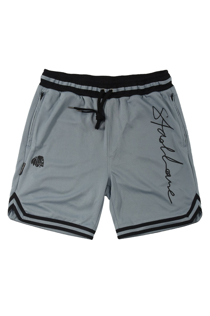 "SCRIPT" GREY MESH SHORTS