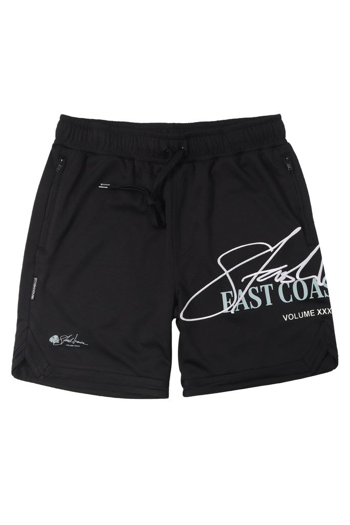 "SIGNATURE" BLACK MESH SHORTS