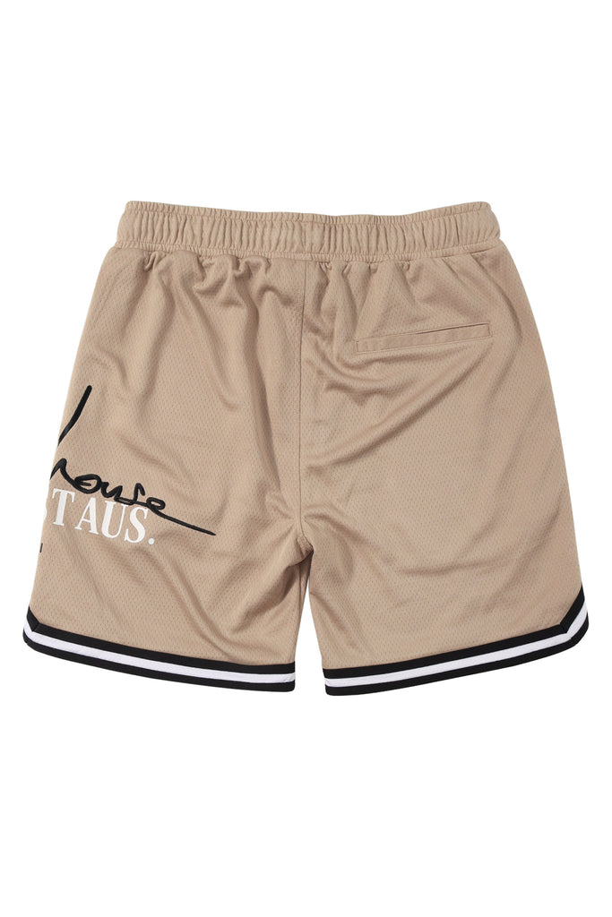 "SIGNATURE" TAUPE MESH SHORTS