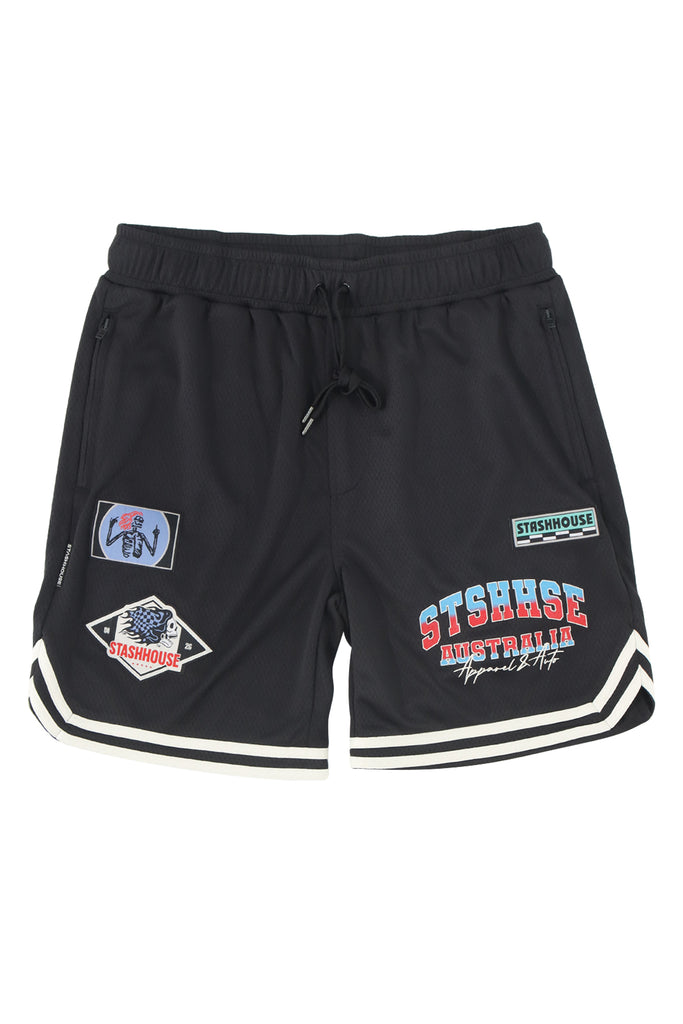 "TEAM" BLACK MESH SHORTS