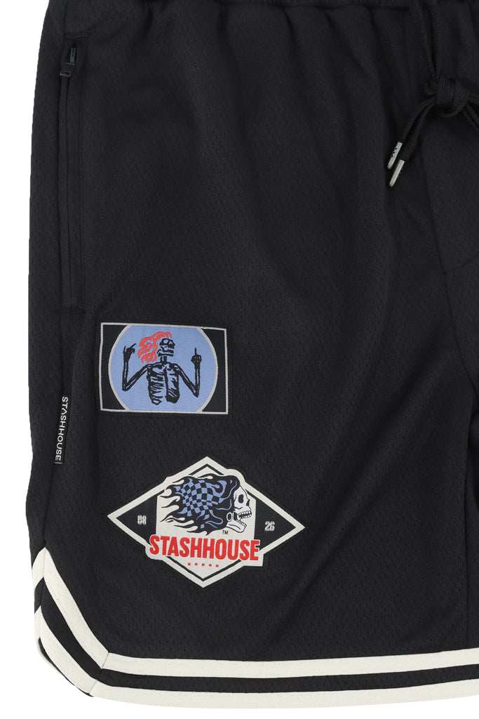 "TEAM" BLACK MESH SHORTS