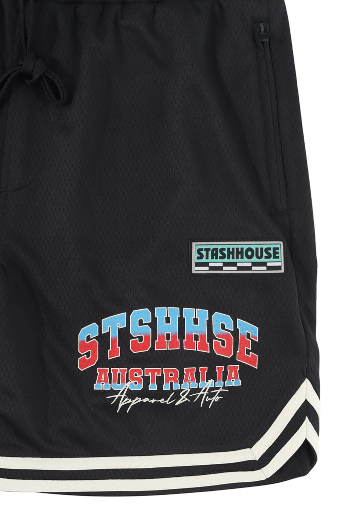 "TEAM" BLACK MESH SHORTS