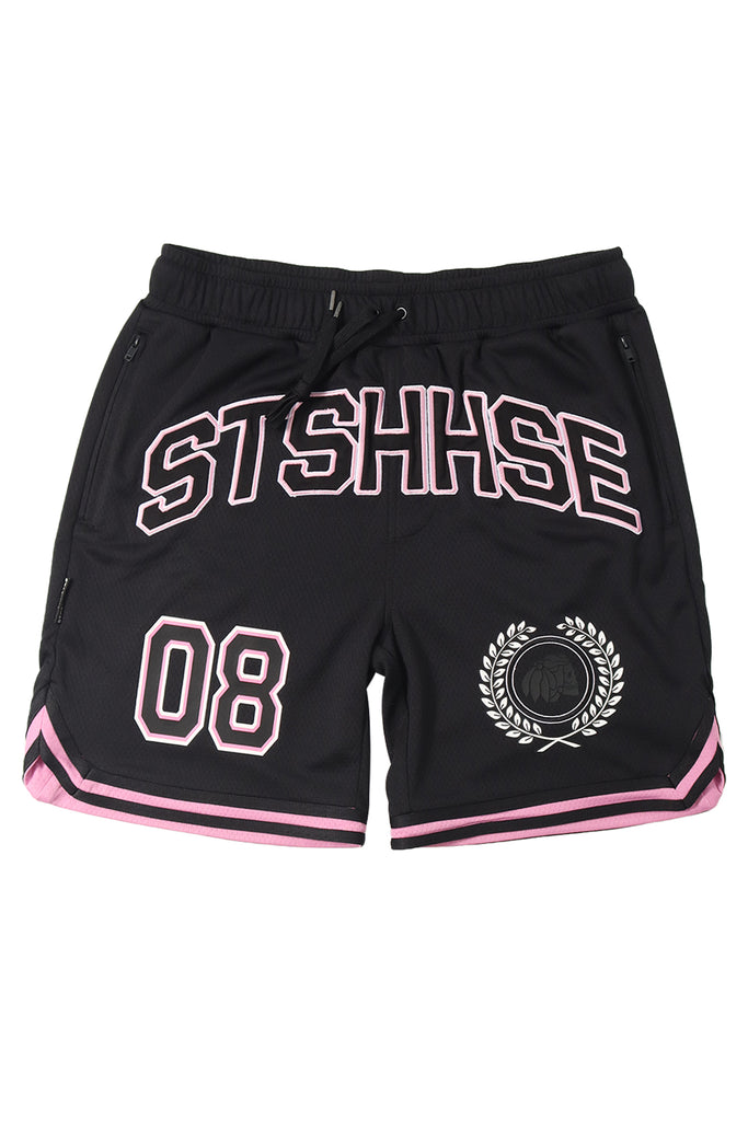 "VARSITY" BLACK MESH SHORTS