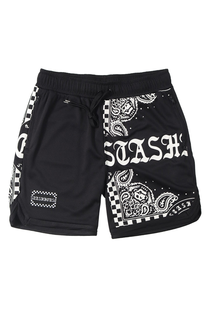 "SCARF" BLACK MESH SHORTS