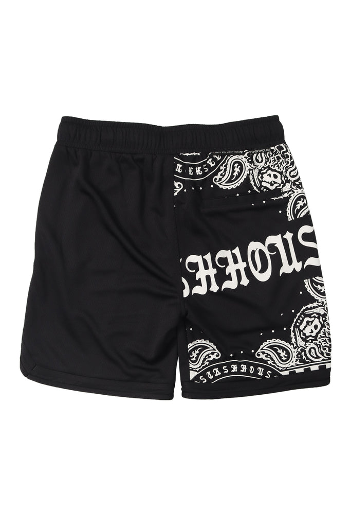 "SCARF" BLACK MESH SHORTS