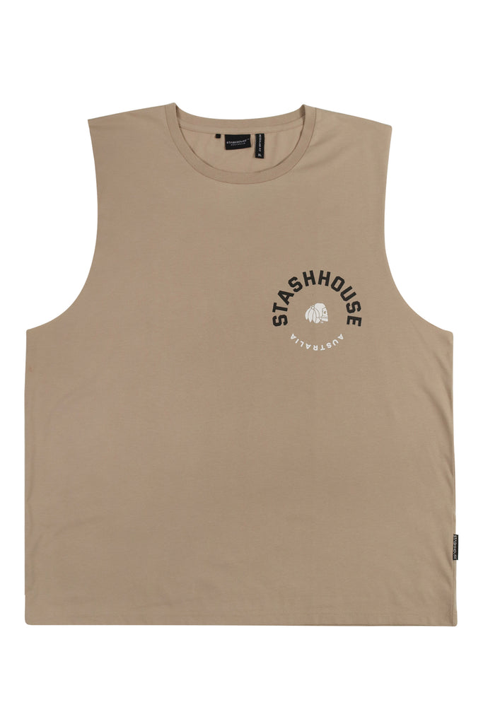 "ARC" TAUPE MUSCLE TEE