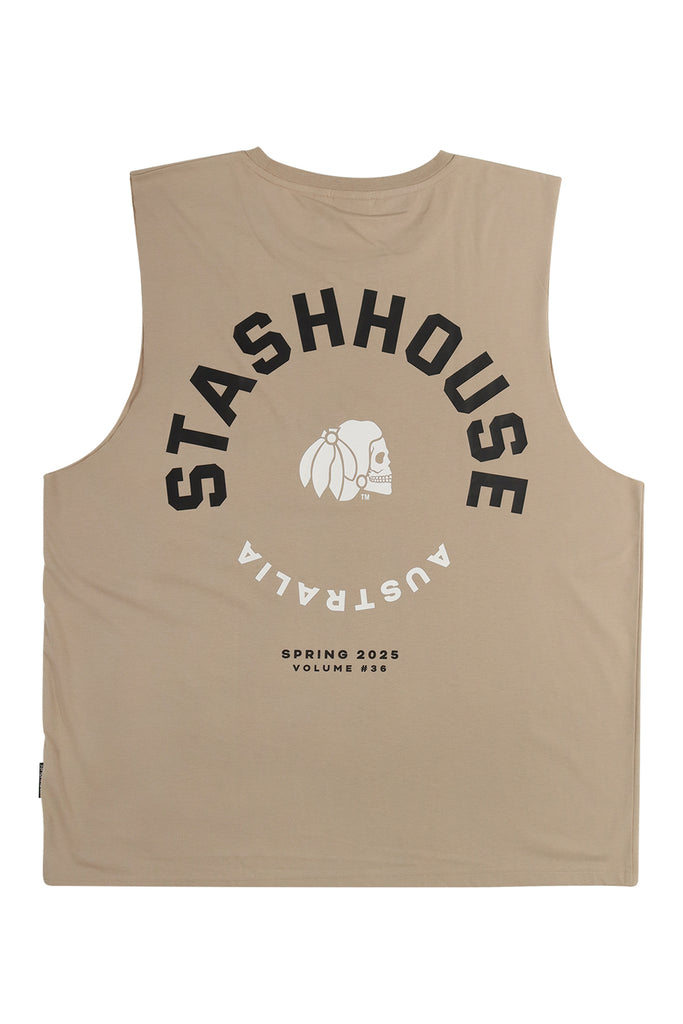 "ARC" TAUPE MUSCLE TEE