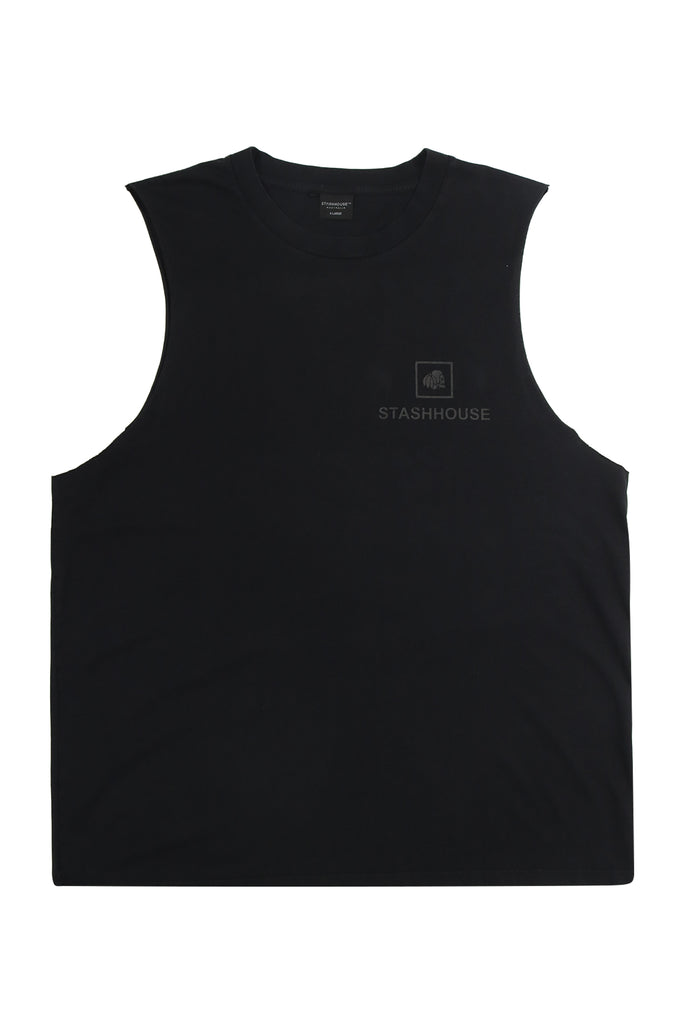 "BOXED" WASHED BLACK MUSCLE TEE