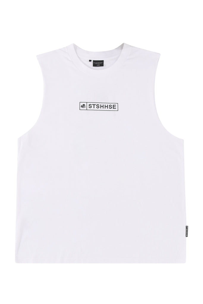 "COURT" WHITE MUSCLE TEE