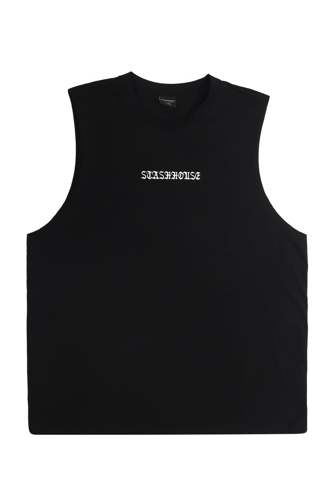 "SCARF" BLACK MUSCLE TEE