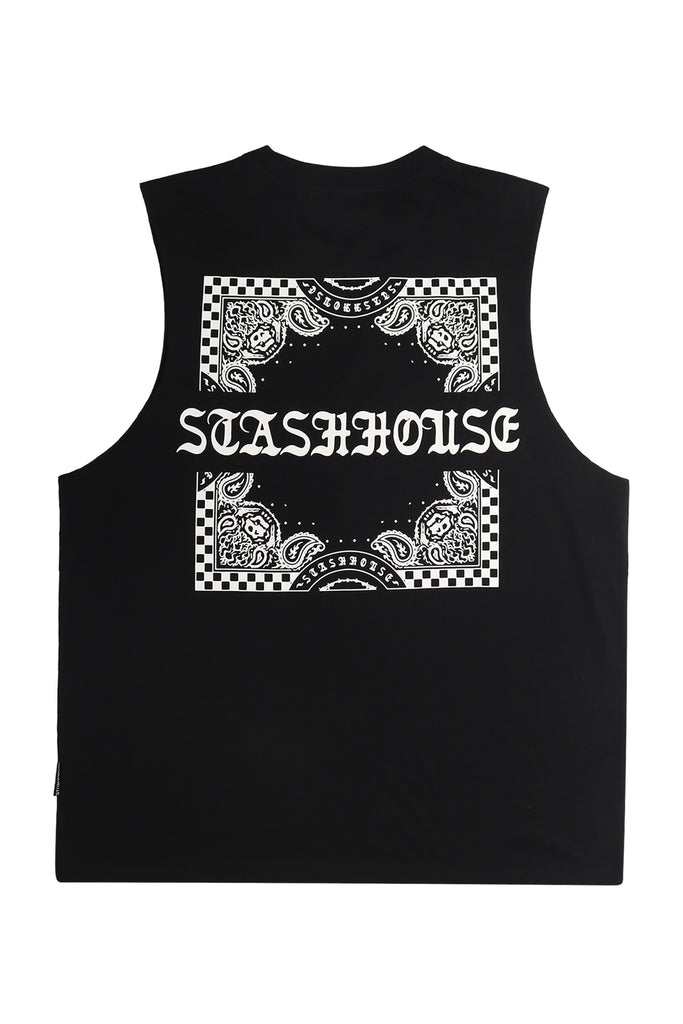 "SCARF" BLACK MUSCLE TEE