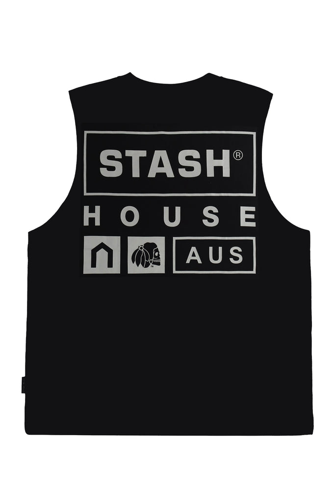 "STACKED" BLACK MUSCLE TEE