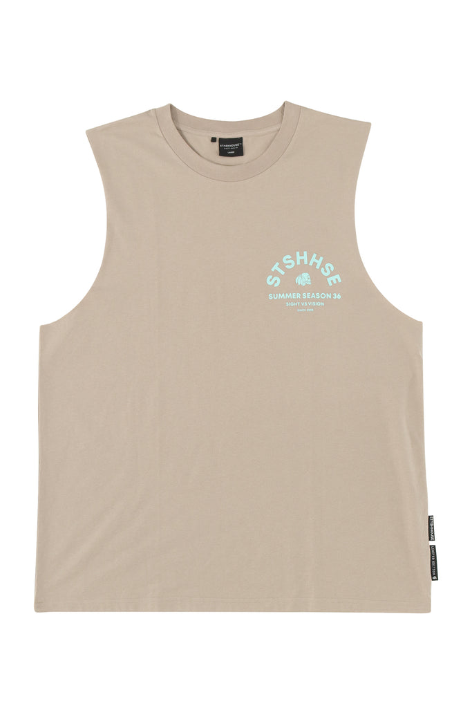 "VISION" TAUPE MUSCLE TEE