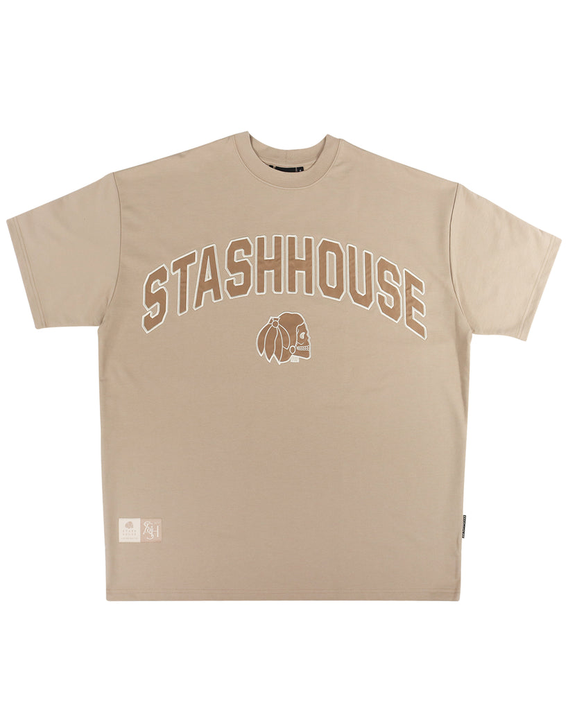 "SEASON" TAUPE OVERSIZE TEE