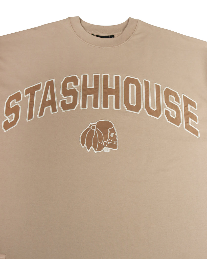 "SEASON" TAUPE OVERSIZE TEE