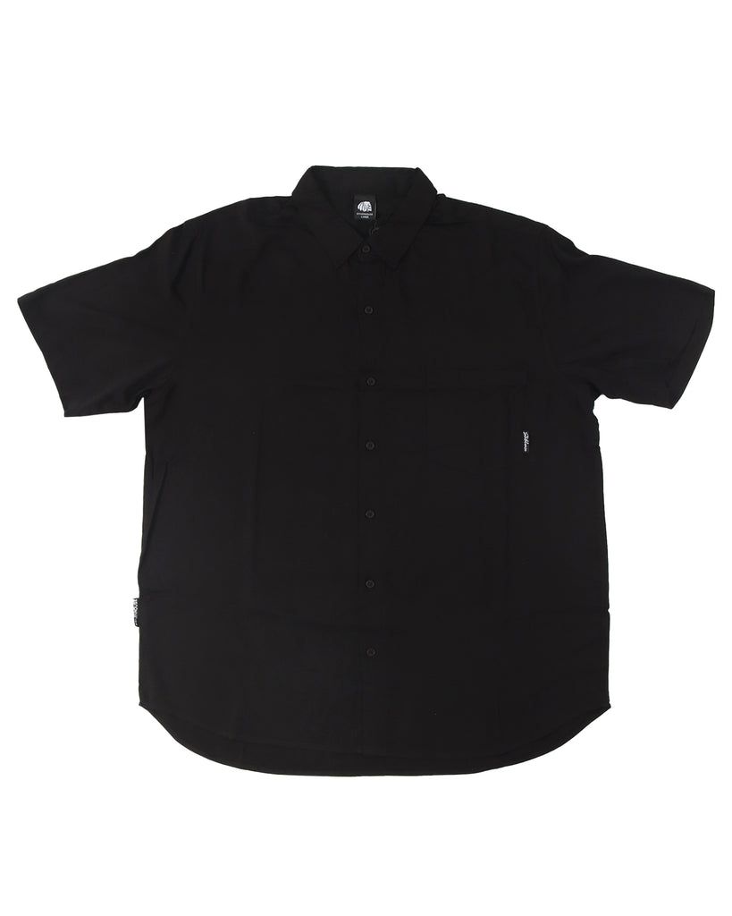 "PARTY" BLACK RAYON BUTTON UP