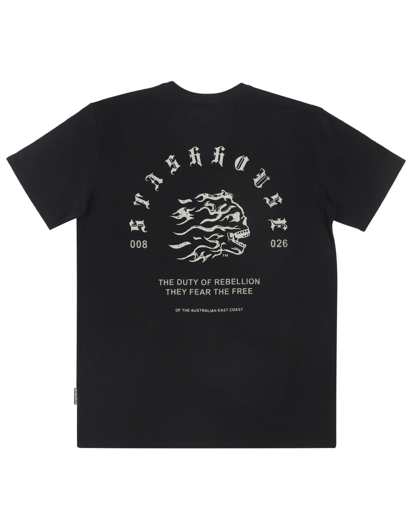 "REBELLION" BLACK REGULAR TEE