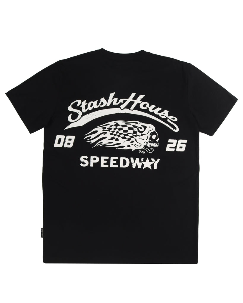 "SPEEDWAY" BLACK REGULAR TEE