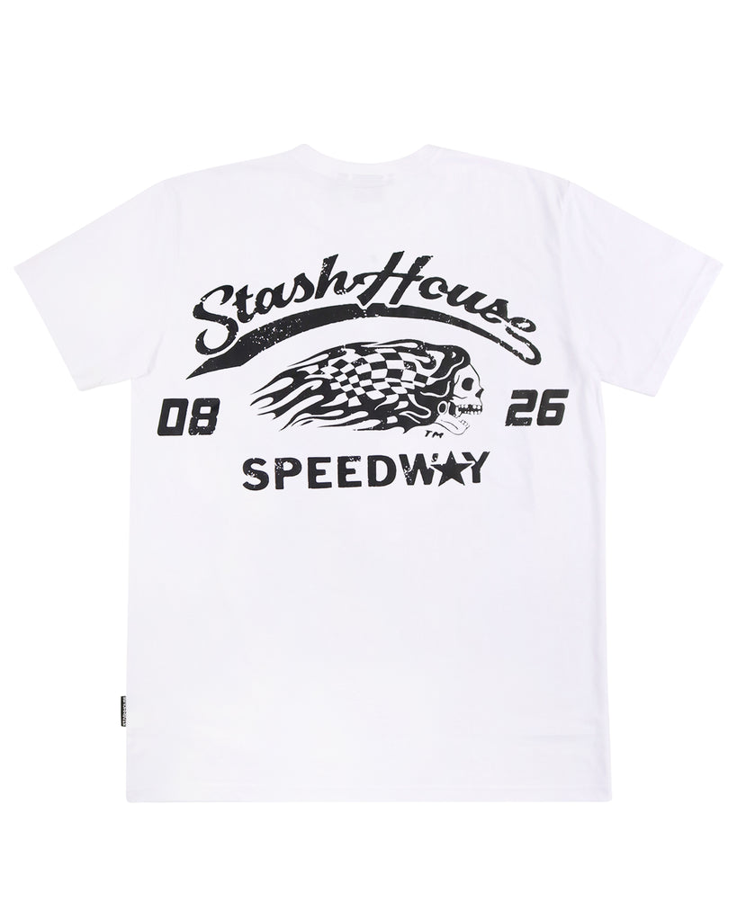 "SPEEDWAY" WHITE REGULAR TEE