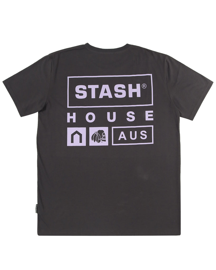 "STACKED" CHARCOAL REGULAR TEE