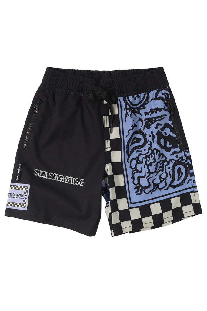 "SCARF" BLACK YOUTH LIFESTYLE SHORTS