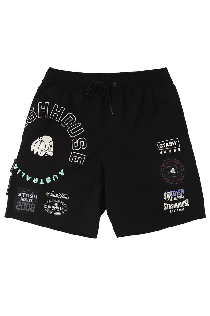 "SEASONS" BLACK LIFESTYLE SHORTS
