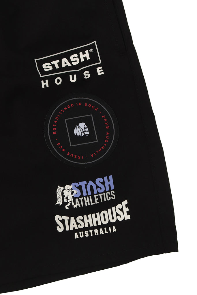 "SEASONS" BLACK LIFESTYLE SHORTS