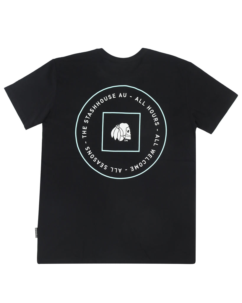 "SEASONS" BLACK REGULAR TEE