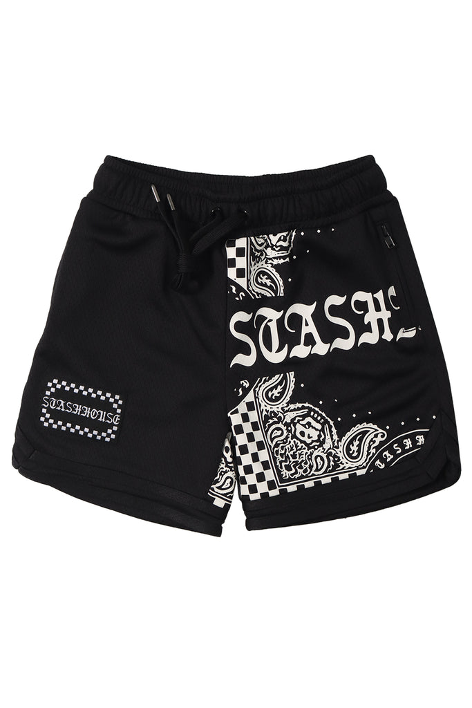 "SCARF" BLACK TODDLER MESH SHORTS
